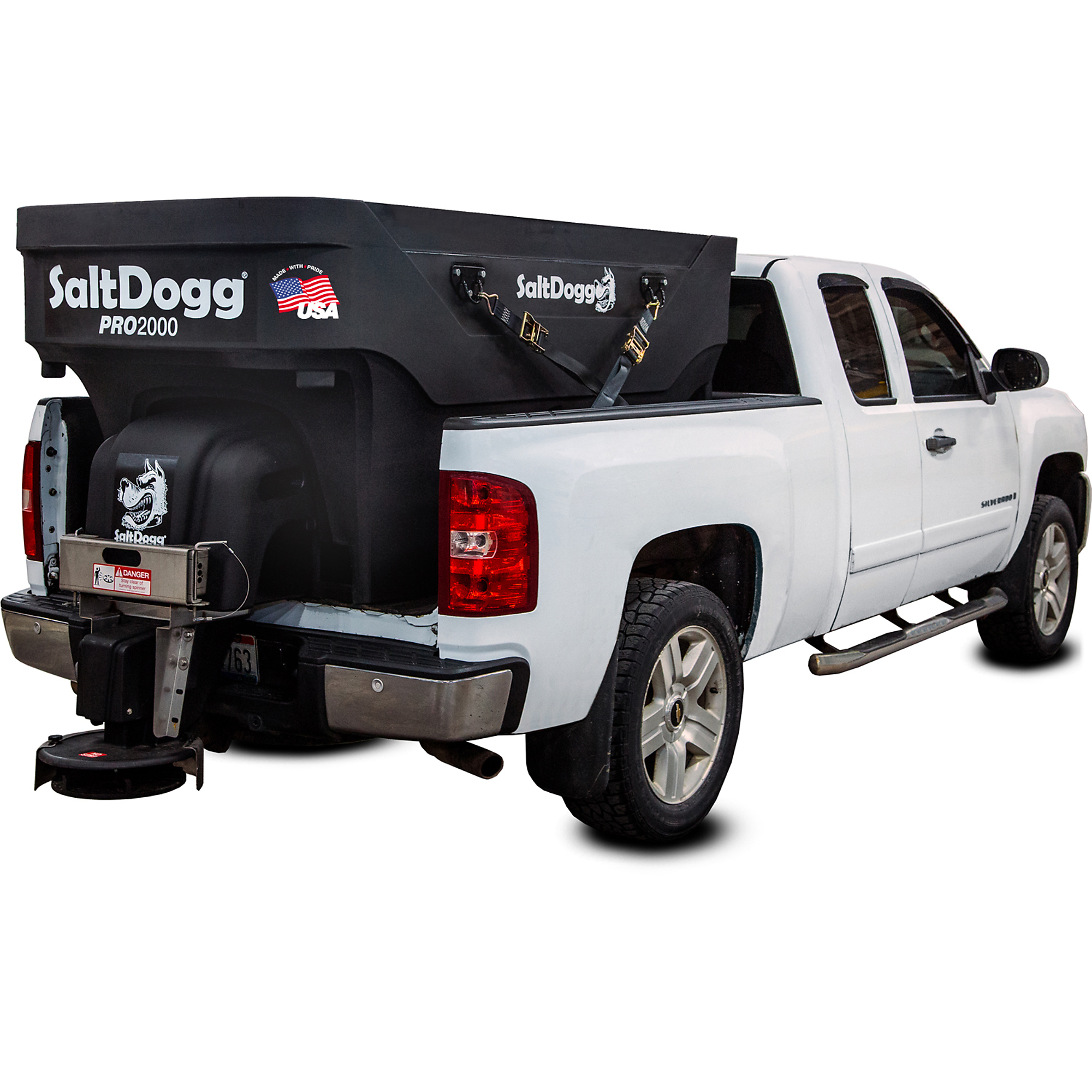 Buyers Products SaltDogg, 2 yd Electric Truck Bed Rock Salt Broadcast Spreader w Auger, Max. Spread Width 30 ft, Model# PRO2000